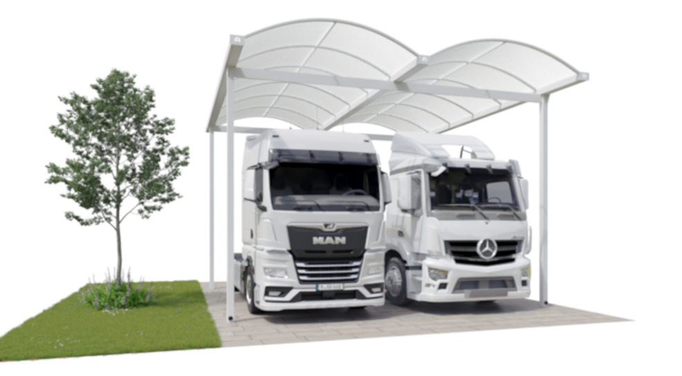 LKW-Carport XXL aus Aluminium mit Bogendach