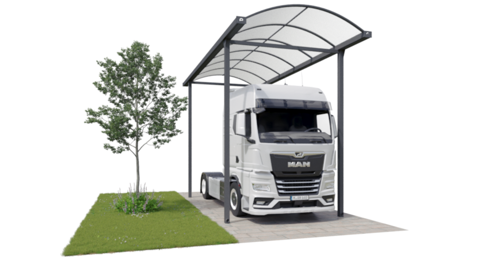 LKW-Carport XXL aus Aluminium mit Bogendach