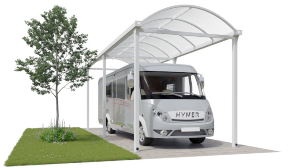 Wohnmobilcarport XXL aus Aluminium mit Bogendach