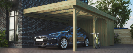 Anbaucarport Einzelcarport mit Geräteraum Bausätze aus Holz