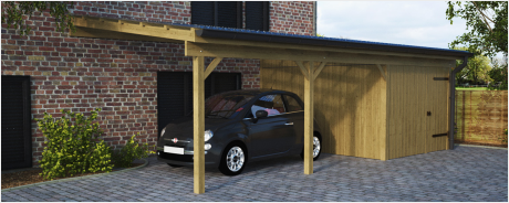 Pultdachcarport Einzelcarport mit Geräteraum Bausätze aus Holz